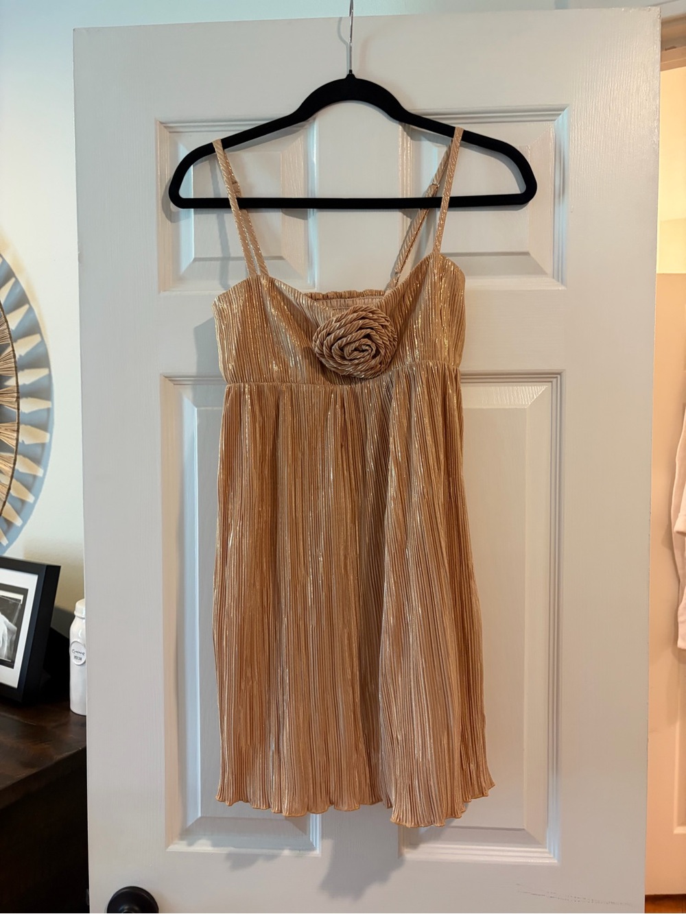 Show Me Your Mumu Metallic Gold Pleated Dress